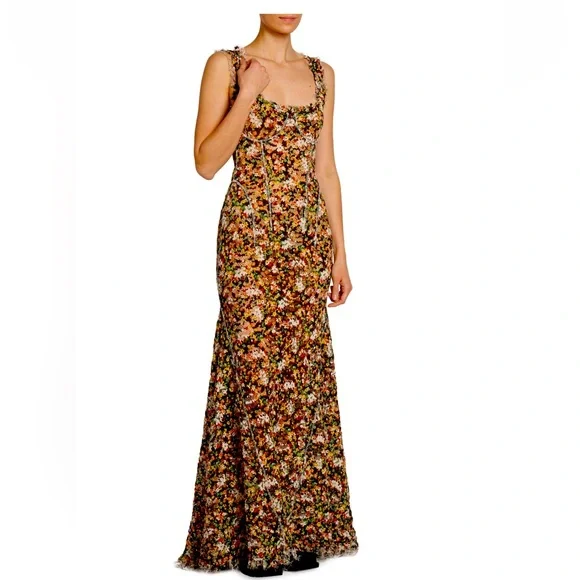 Marni floral cross stitch Maxi Gown Dress - Picture 2 of 11